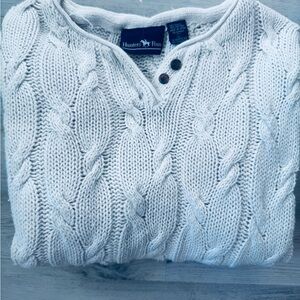 Cozy White Cable Knit V-Neck Sweater